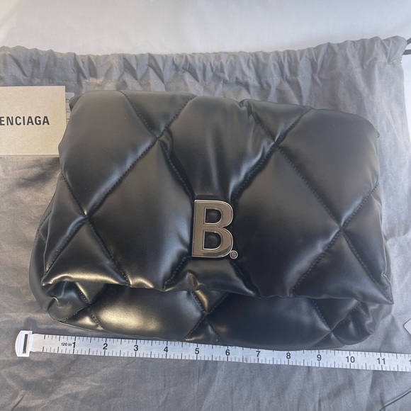 BALENCIAGA PARIS 619450 TOUCH PUFFY CLUTCH BAG CALF LEATHER BLACK new - Picture 7 of 10